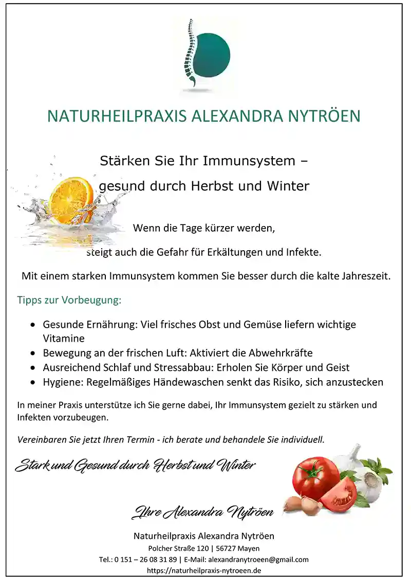 Naturheilpraxis Alexandra Nytröen in Mayen - Stärken Sie Ihr Immunsystem – gesund durch Herbst und Winter
